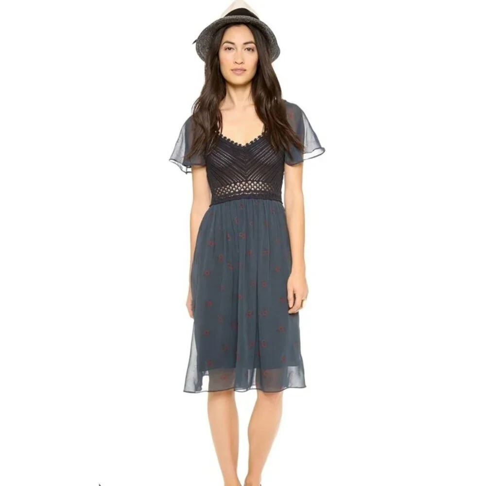 Free People Wildflowers Crochet Bodice Dress Med